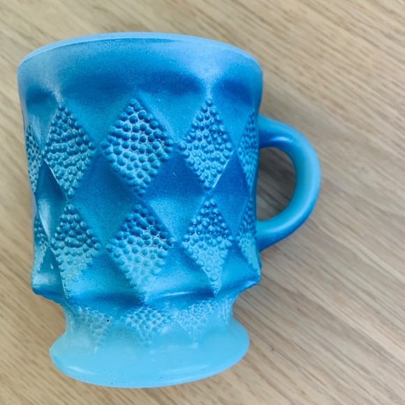 Anchor Hocking Kimberly Milk Glass Ombre Blue Coffee Mug Vintage - Picture 2 of 6